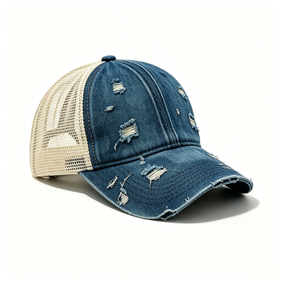 High Profile 6 Panel Trucker Cap com tecido de algodão ideal para atividades ao ar livre moda casual e marca de equipe