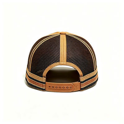 Boné Trucker de 6 painéis com painel traseiro de malha respirável, fecho ajustável de pressão, ideal para eventos e uniformes