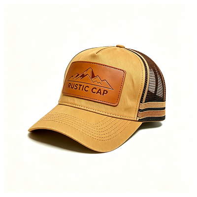 Boné Trucker de 6 painéis com painel traseiro de malha respirável, fecho ajustável de pressão, ideal para eventos e uniformes
