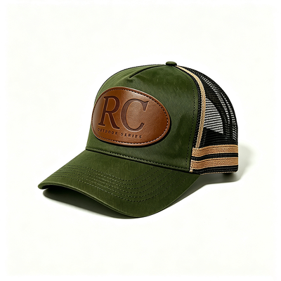 Boné Trucker de 6 painéis com painel traseiro de malha respirável, fecho ajustável de pressão, ideal para eventos e uniformes
