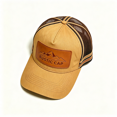 Boné Trucker de 6 painéis com painel traseiro de malha respirável, fecho ajustável de pressão, ideal para eventos e uniformes