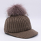 Chapéus de basebol superiores do inverno de lãs, chapéus reais do Beanie de Pom Pom dos homens da pele do guaxinim