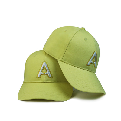 Poliéster Verde 6 Painéis Baseball Cap Visor Flat / Caps de Golf de algodão