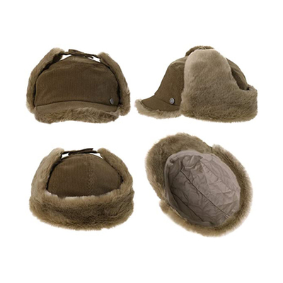 o caçador alinhado pele Bomber Snow Hat de Cap Male Female do aviador de 58cm com orelha bate Ski Ushanka exterior