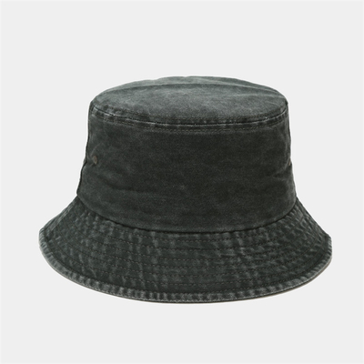 Tampão liso dobrável da sarja de Nimes do algodão de Bucket Hat Washed do pescador unisex para exterior