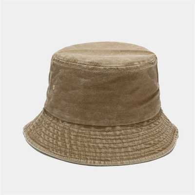 Tampão liso dobrável da sarja de Nimes do algodão de Bucket Hat Washed do pescador unisex para exterior