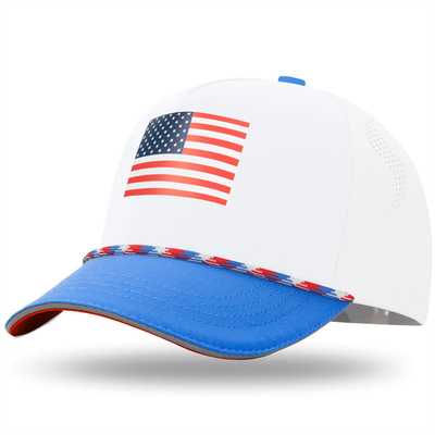 Unisex 5 Painel Bandeira Americana Chapéu de Beisebol Infantil Custom USA Kids Chapéus de Beisebol com Corda