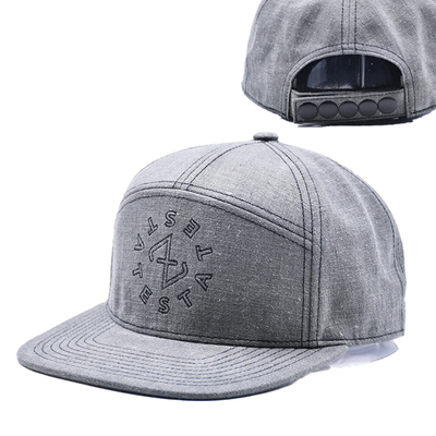Boné Snapback Personalizado de 7 Painéis Bordado Estruturado Gorras aba reta Snap Back Hat