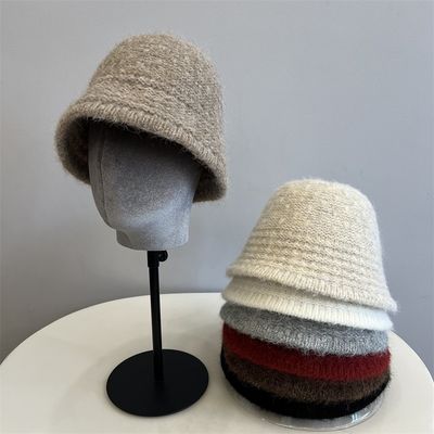 Autumn and Winter New Wool Knitted Bucket Hat for Women Knitted Jacquard Bucket Hat